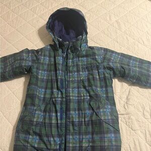 Burton Blue and Green Plaid Hooded Jacket